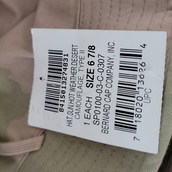 Hat Sun Hot Weather Desert Camouflage, Type 11 Size 6 7/8 - Picture 2 of 4